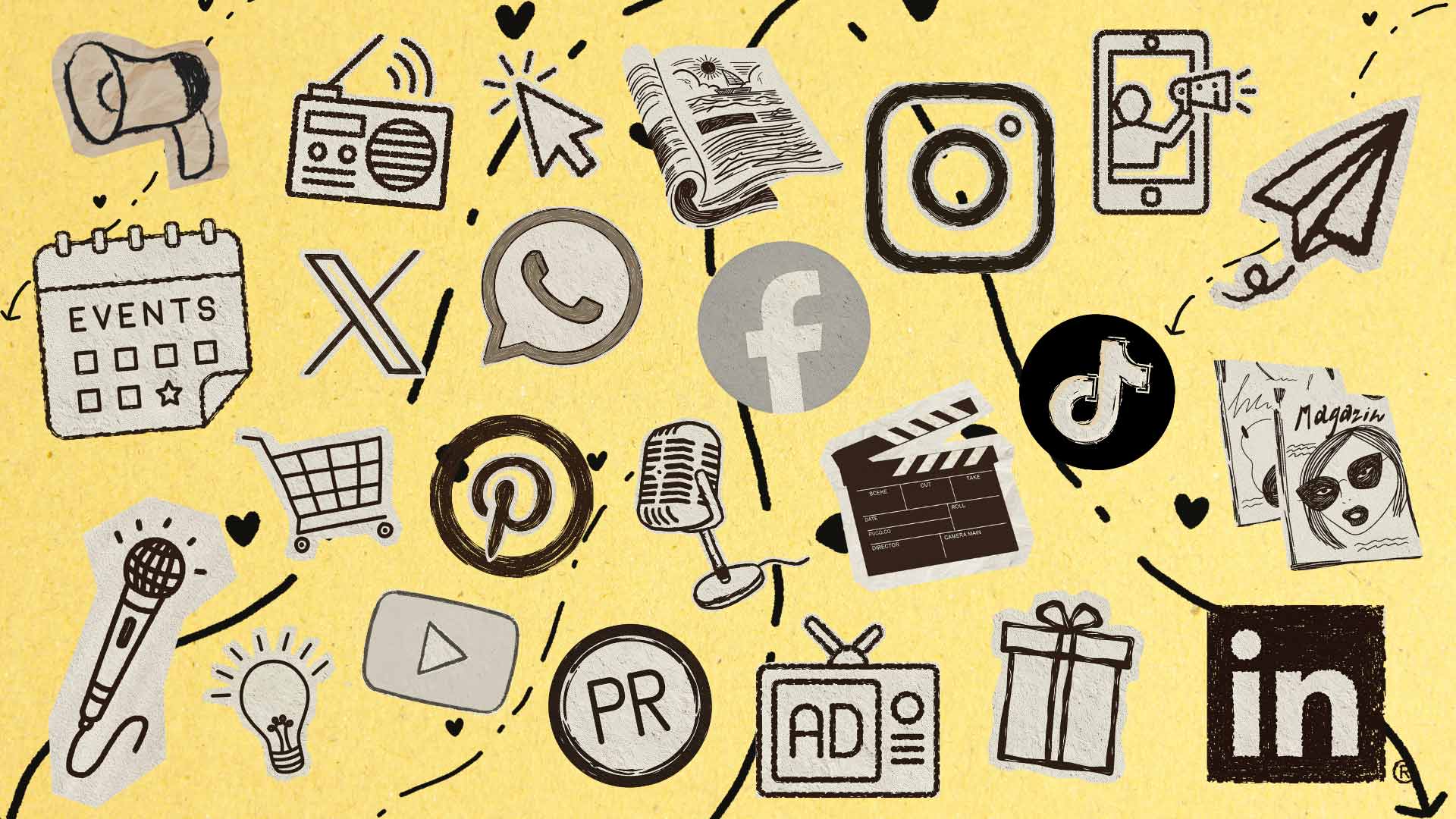 Scrapbook style collage of marketing activities